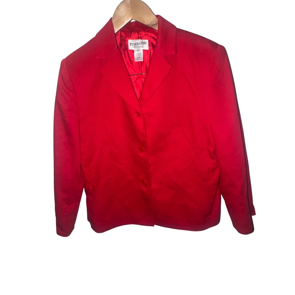 Vintage‎ Pendleton Red Blazer Petite 14P Fully Lined Career Jacket 90s Y2K